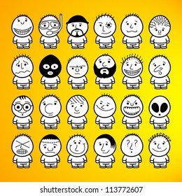 Set of funny hand drawn characters.
