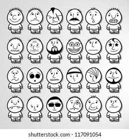 Set of funny hand drawn characters.
