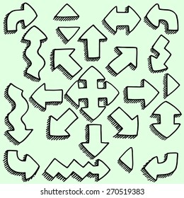 Set of funny hand-drawn arrows.