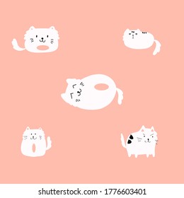 Set of funny hand-drawn cats