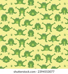 Set of funny happy green cartoon cute thick frogs isolated on white background