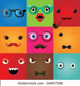 Set of funny hipster monster eyes, Vector Illustration