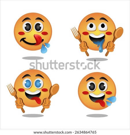 Set Funny Hungry face emoji with tongue out in flat design style