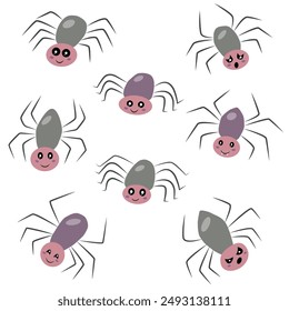 decorado con insectos divertidos, sobre un fondo blanco, dibujado a mano. Vector.