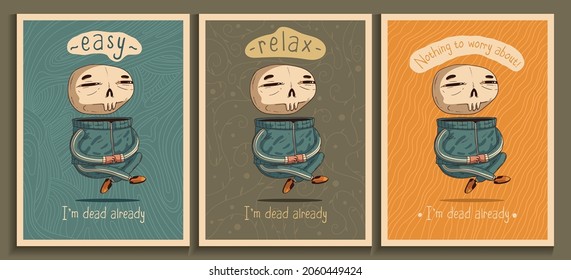 Set funny life after death vector posters 