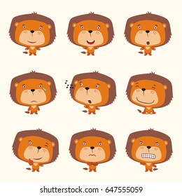 Set funny lion in different poses.