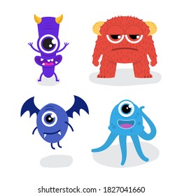 Set of Funny Mascot Design Monster Vector