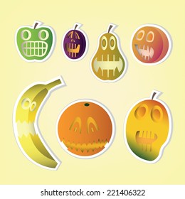 Set of funny monster fruits