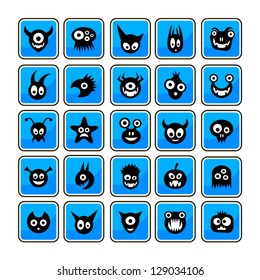 Set of funny monster icons.