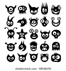 Set of funny monster icons.