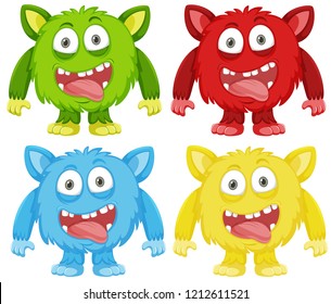 Set of funny monster illustration