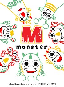 set of funny monster vector cartoon