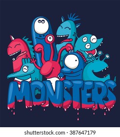 Set of funny monsters