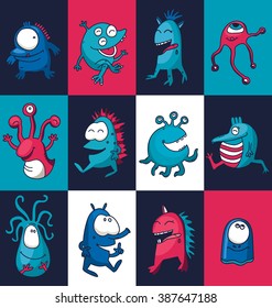 Set of funny monsters