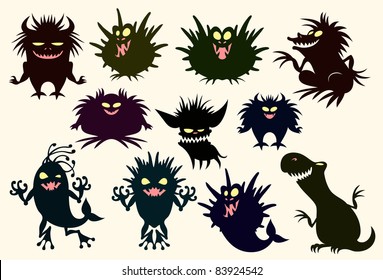 Set of funny monsters