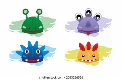 set of funny monsters in childish style