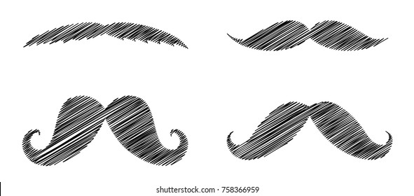 Set of funny moustaches. Vector. 