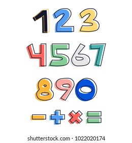 Set of funny numbers. Vector hand drawn illustration.
