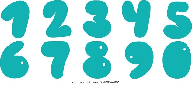 a set of funny numbers from zero to nine