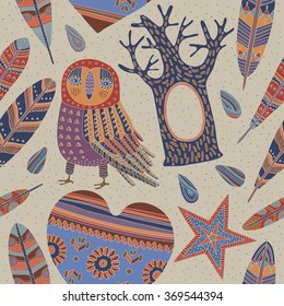 Set of funny owls for winter design.