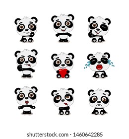 Set Funny Panda Bears Cartoon Style Stock Vector (Royalty Free ...