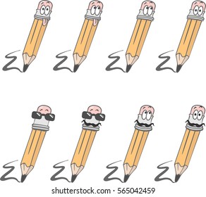 Set of funny pencil illustrations