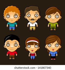 Set of funny people. Cartoon vector characters.