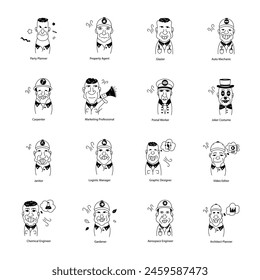 Conjunto de iconos de garabatos de personas divertidas 

