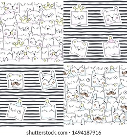 Set. Funny pillows. Vector illustration with baby patterns.
