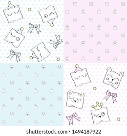 Set. Funny pillows. Vector illustration with baby patterns.