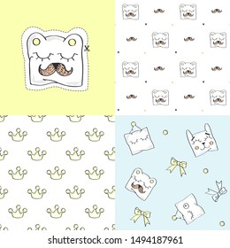 Set. Funny pillows. Vector illustration with baby patterns.