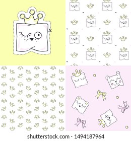 Set. Funny pillows. Vector illustration with baby patterns.