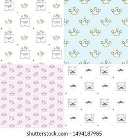 Set. Funny pillows. Vector illustration with baby patterns.