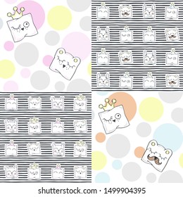 Set. Funny pillows. Vector illustration with baby patterns.