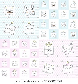 Set. Funny pillows. Vector illustration with baby patterns.