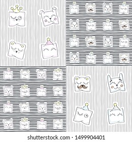 Set. Funny pillows. Vector illustration with baby patterns.