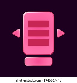 set of funny pink game ui board pop up for gui asset elements vector illustration