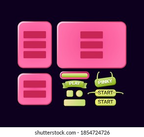 Set mit lustigen pinky Spielen in Board-Pop-up-Template-Schnittstelle für Gui-Elemente Vektorgrafik
