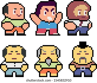 Set of funny pixel characters