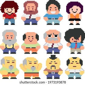 Set of funny pixel characters