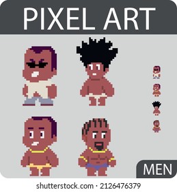Set of funny pixel characters