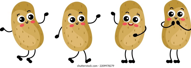 Set of funny potato in different positions