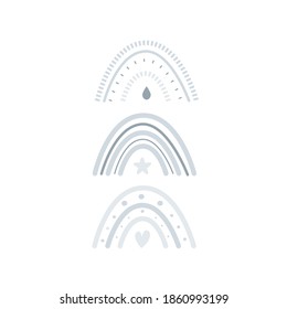 set of funny rainbow scandinavian style. vector illustration.