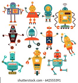 A set of funny robots. Vector illustration