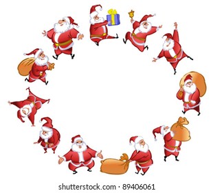 set of funny Santa Claus