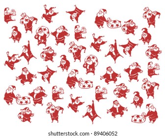 set of funny Santa Claus illustrations samples isolated on white background