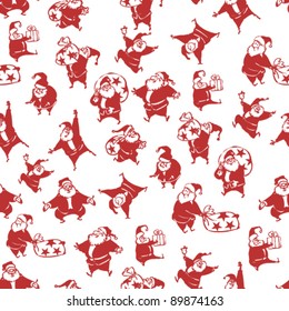 set of funny Santa Claus seamless pattern / texture