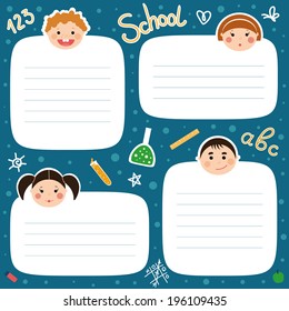 Set of funny school tags for notebooks