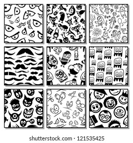 Set of funny seamless patterns.