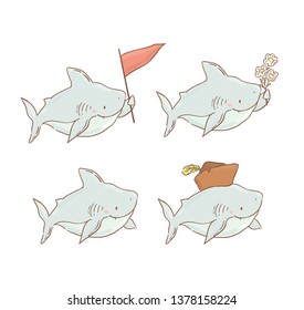 Set with Funny shark